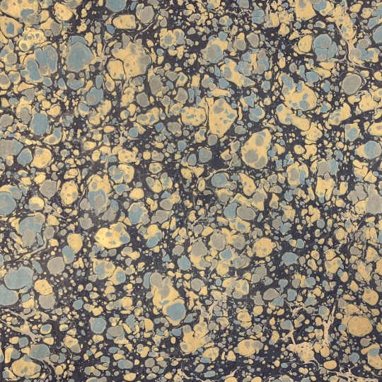 Hand Marbled Paper Stone Marble Pattern in Dark Blues and Gold ~ Berretti Marbled Arts